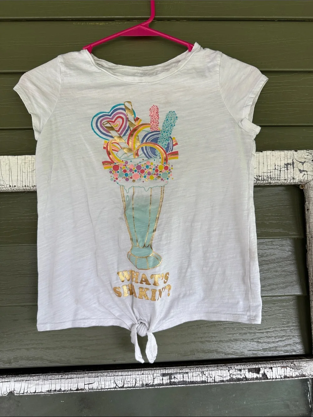 OshKosh B'gosh White Tie-Front Tee with Colorful Ice Cream Graphic